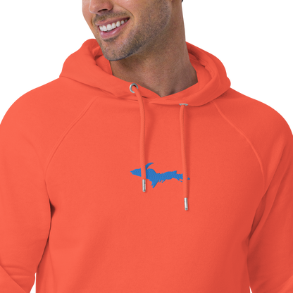 Michigan Upper Peninsula Hoodie (w/ Embroidered Azure UP Outline) | Unisex Organic