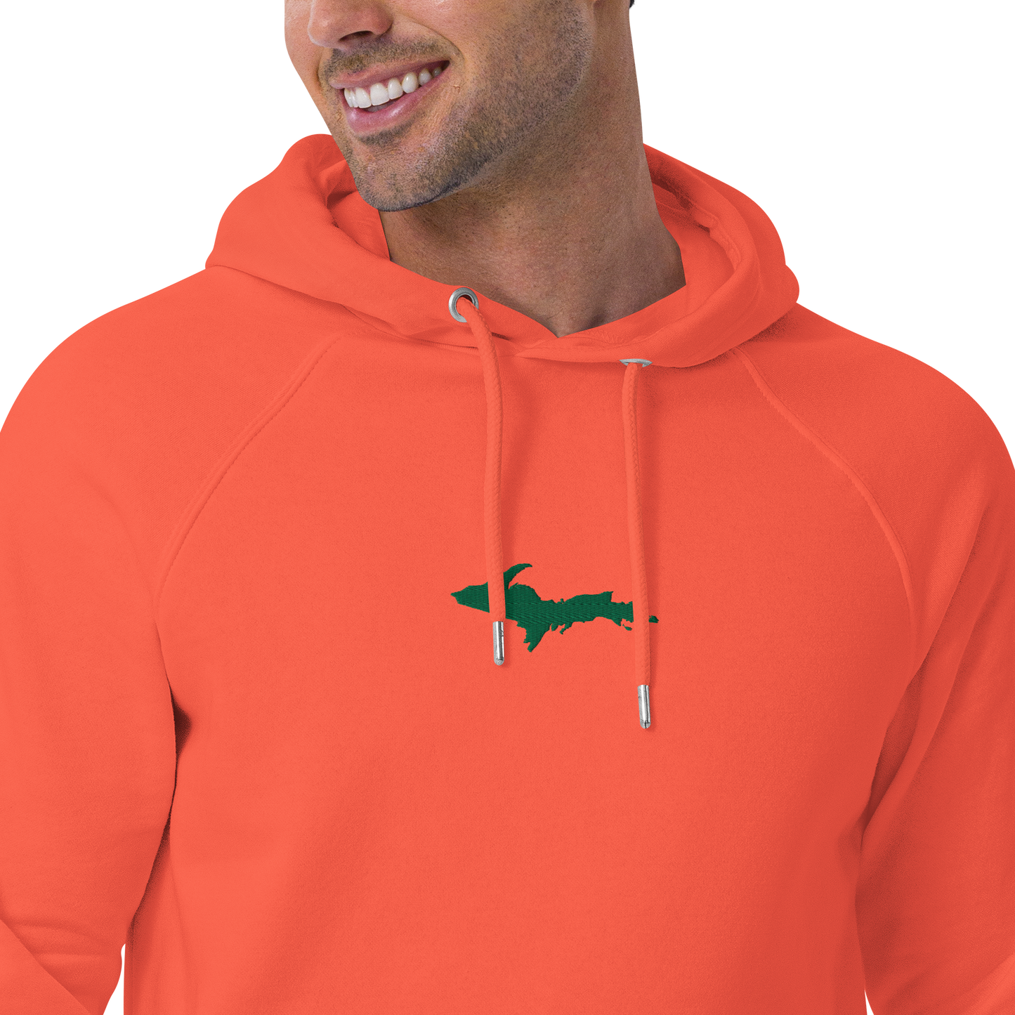 Michigan Upper Peninsula Hoodie (w/ Embroidered Green UP Outline) | Unisex Organic