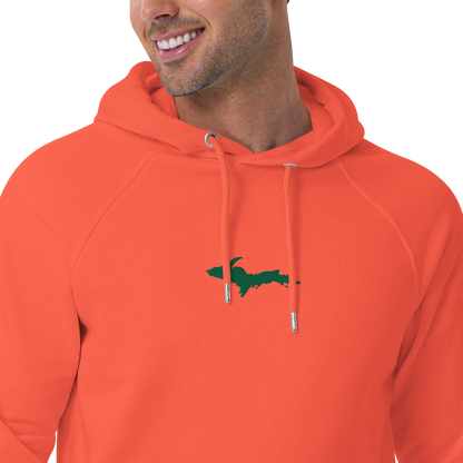 Michigan Upper Peninsula Hoodie (w/ Embroidered Green UP Outline) | Unisex Organic