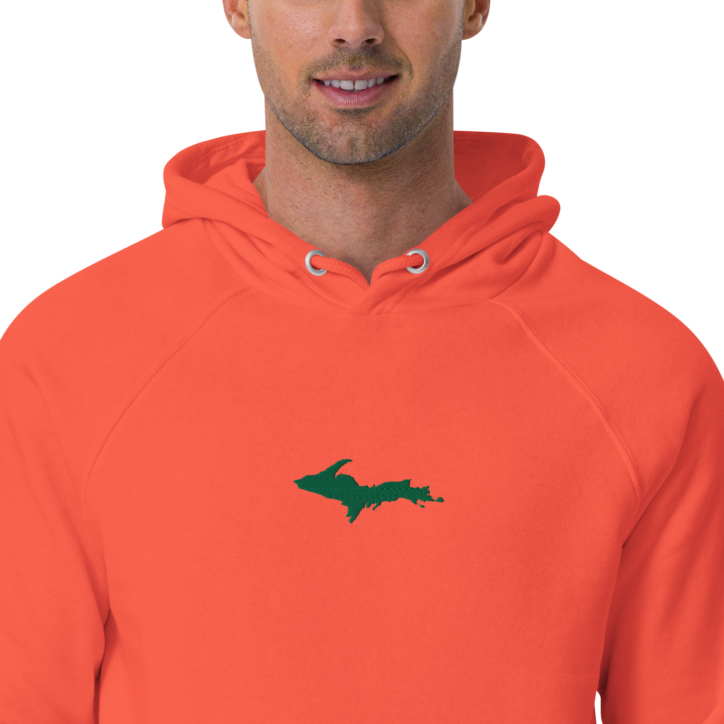 Michigan Upper Peninsula Hoodie (w/ Embroidered Green UP Outline) | Unisex Organic