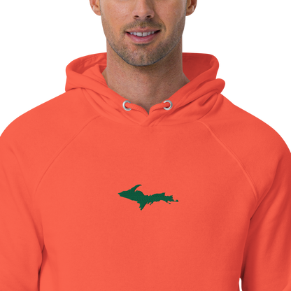 Michigan Upper Peninsula Hoodie (w/ Embroidered Green UP Outline) | Unisex Organic