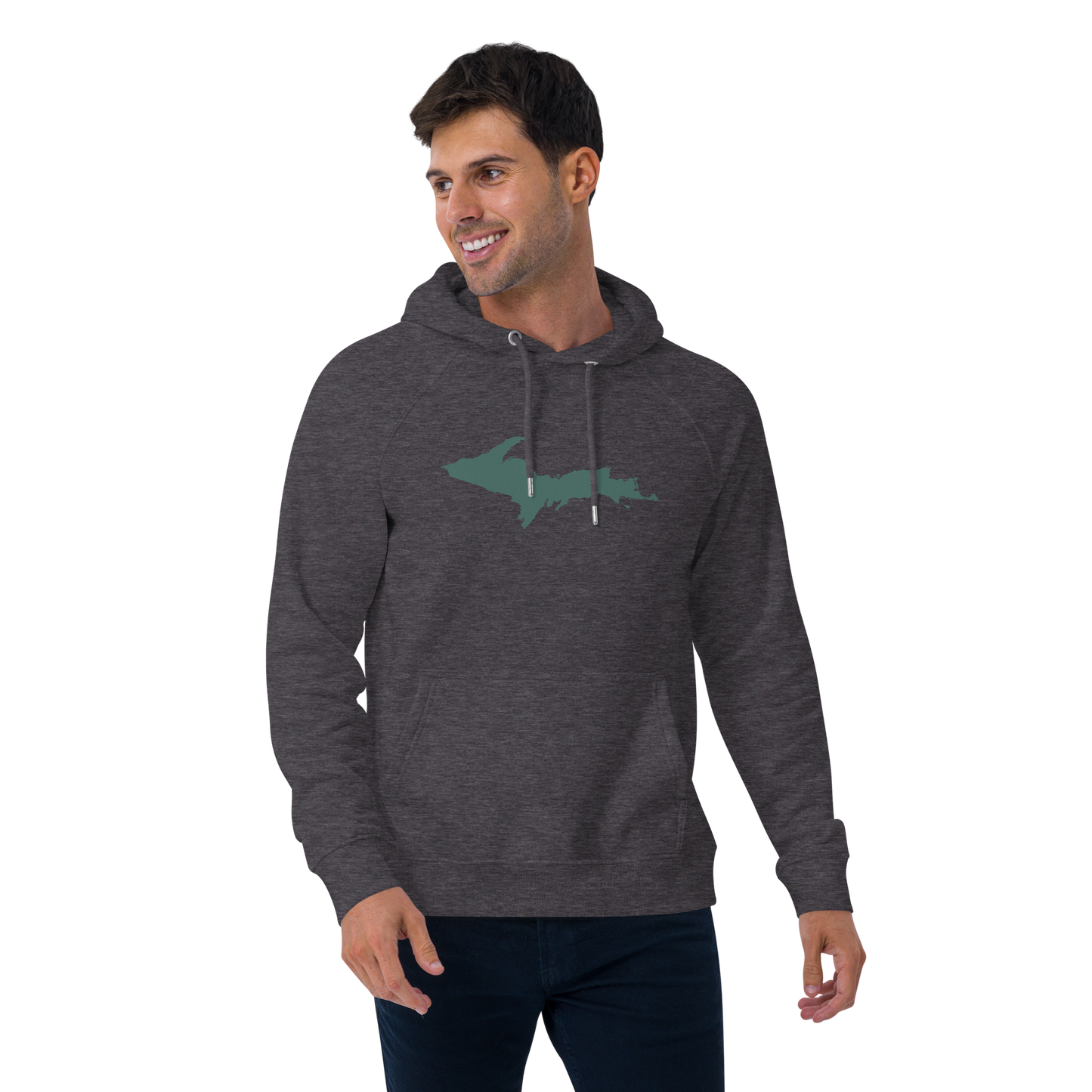 Michigan Upper Peninsula Hoodie (w/ Green UP Outline) | Organic Unisex