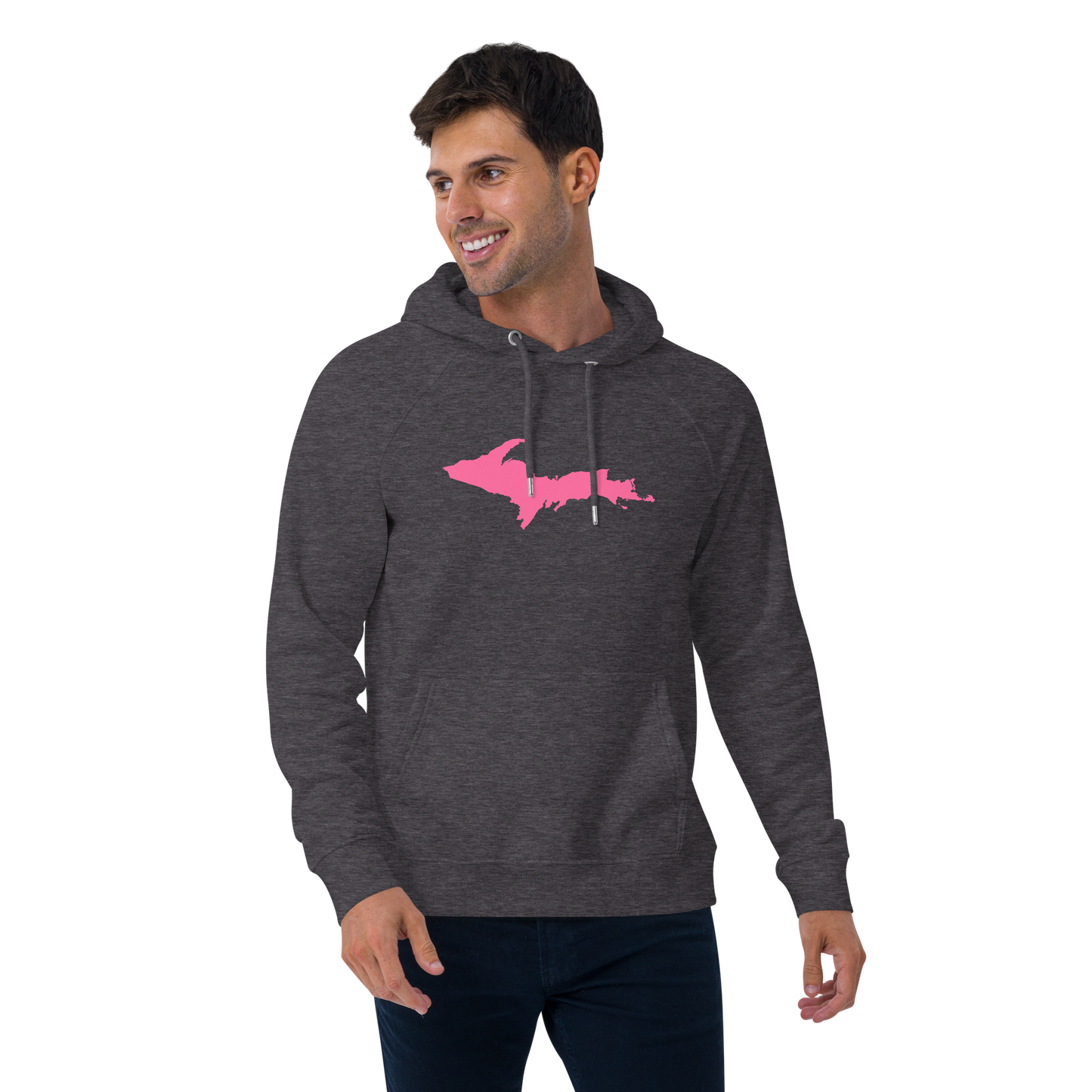 Michigan Upper Peninsula Hoodie (w/ Pink UP Outline) | Unisex Organic