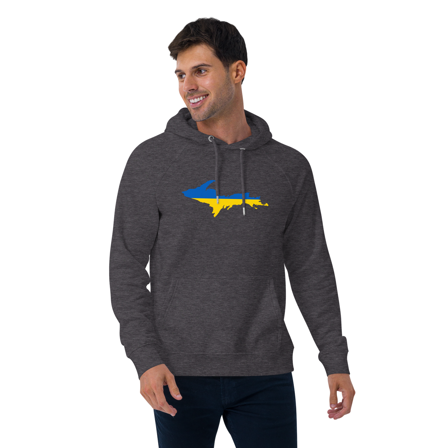 Michigan Upper Peninsula Hoodie (w/ UP Ukraine Flag Outline) | Unisex Organic