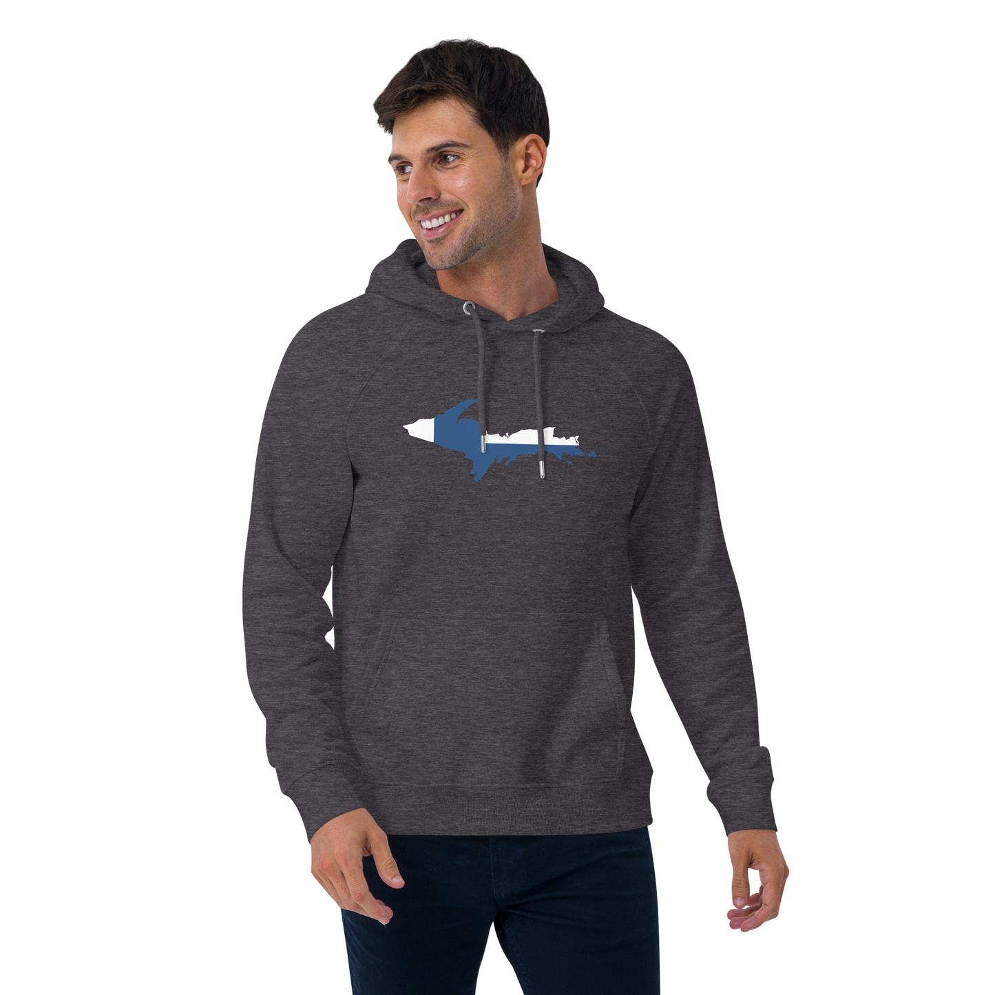 Michigan Upper Peninsula Hoodie (w/ UP Finland Flag Outline) | Unisex Organic