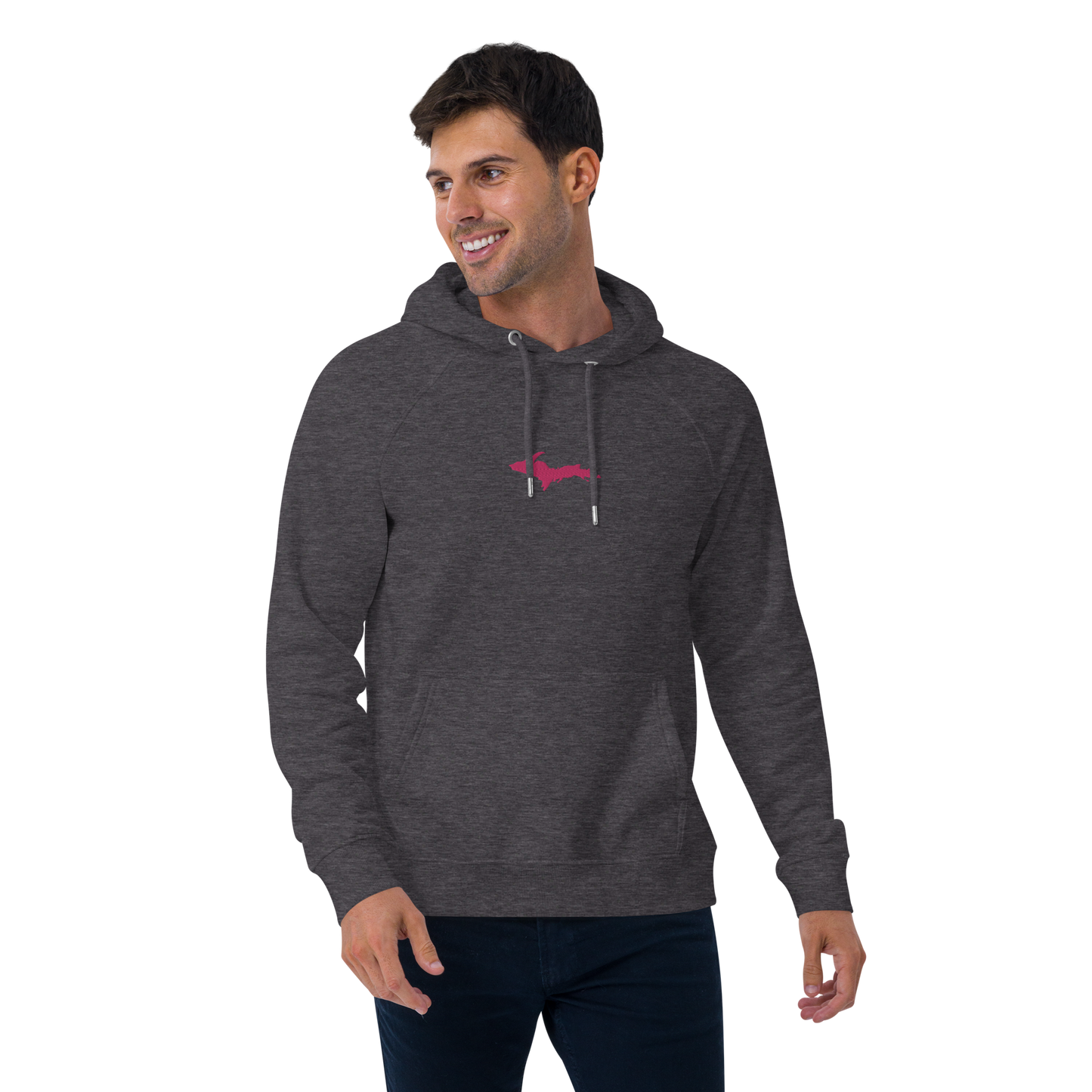 Michigan Upper Peninsula Hoodie (w/ Embroidered Pink UP Outline) | Unisex Organic