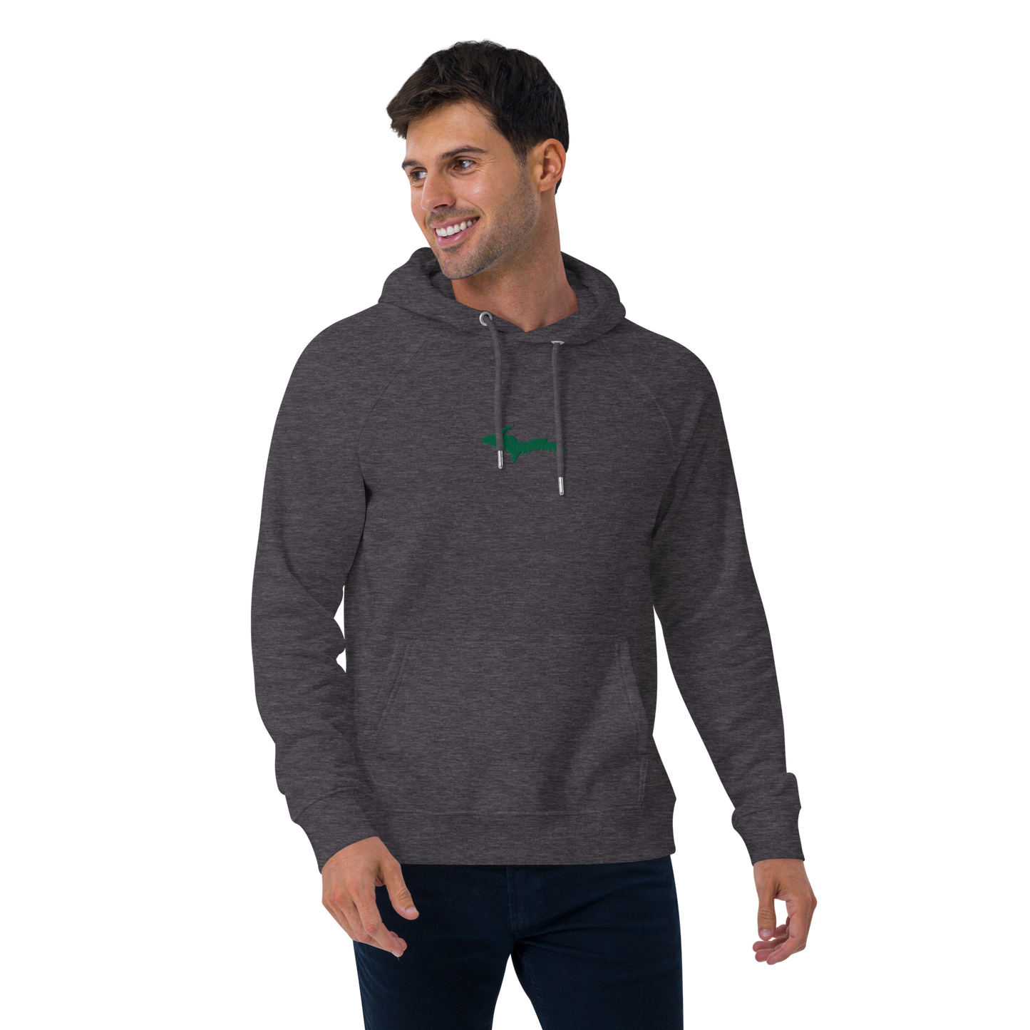 Michigan Upper Peninsula Hoodie (w/ Embroidered Green UP Outline) | Unisex Organic