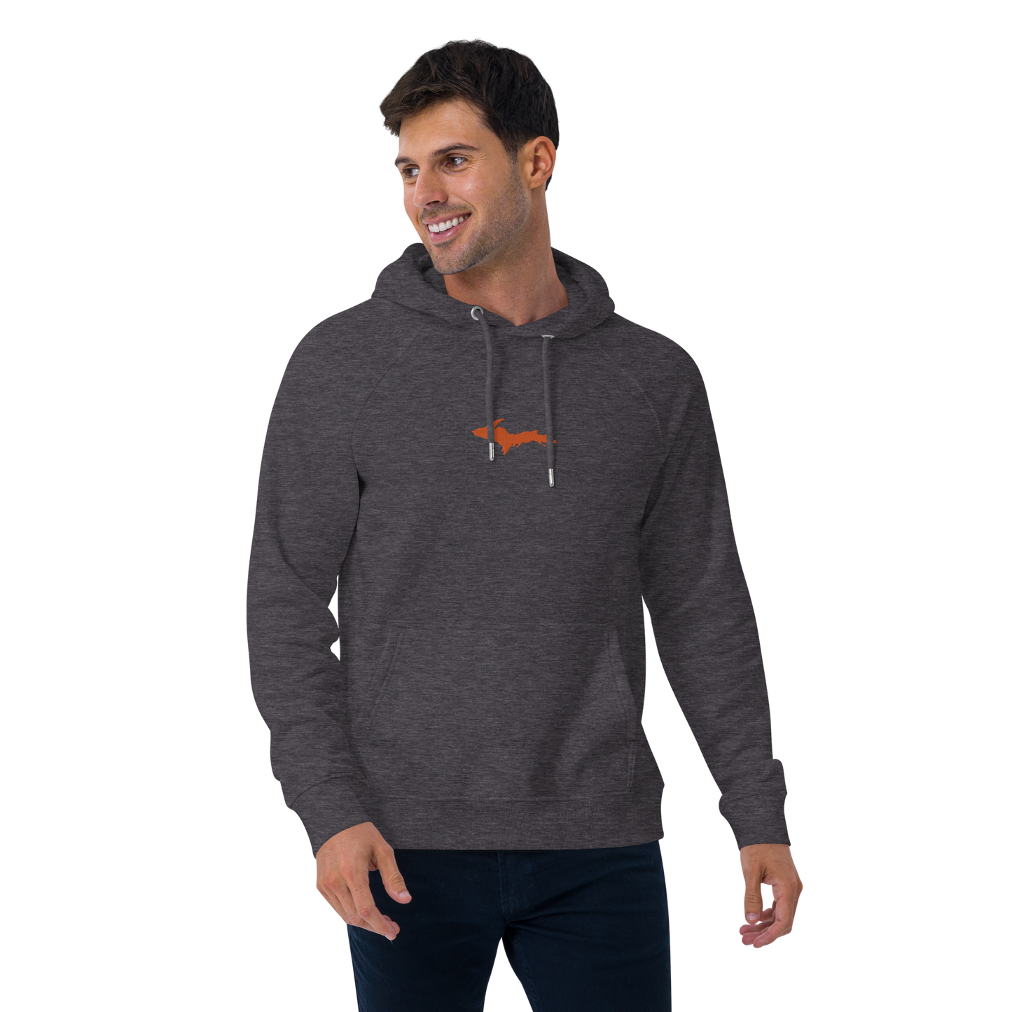 Michigan Upper Peninsula Hoodie (w/ Embroidered Orange UP Outline) | Unisex Organic