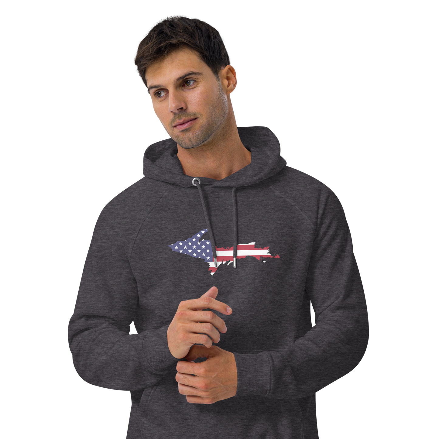 Michigan Upper Peninsula Hoodie (w/ MI USA Flag Outline) | Unisex Organic