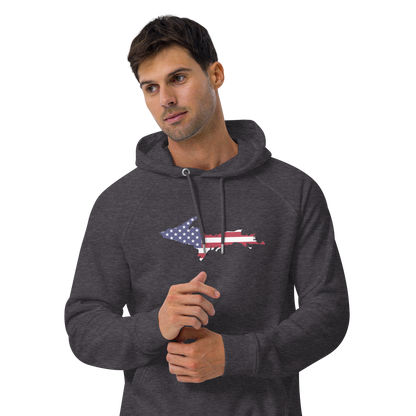 Michigan Upper Peninsula Hoodie (w/ MI USA Flag Outline) | Unisex Organic