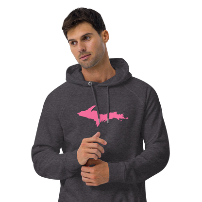 Michigan Upper Peninsula Hoodie (w/ Pink UP Outline) | Unisex Organic