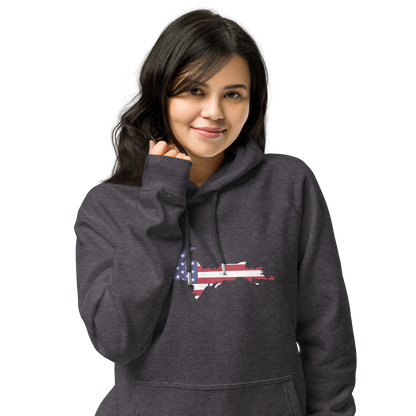 Michigan Upper Peninsula Hoodie (w/ MI USA Flag Outline) | Unisex Organic