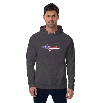 Michigan Upper Peninsula Hoodie (w/ MI USA Flag Outline) | Unisex Organic