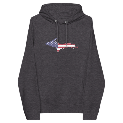 Michigan Upper Peninsula Hoodie (w/ MI USA Flag Outline) | Unisex Organic