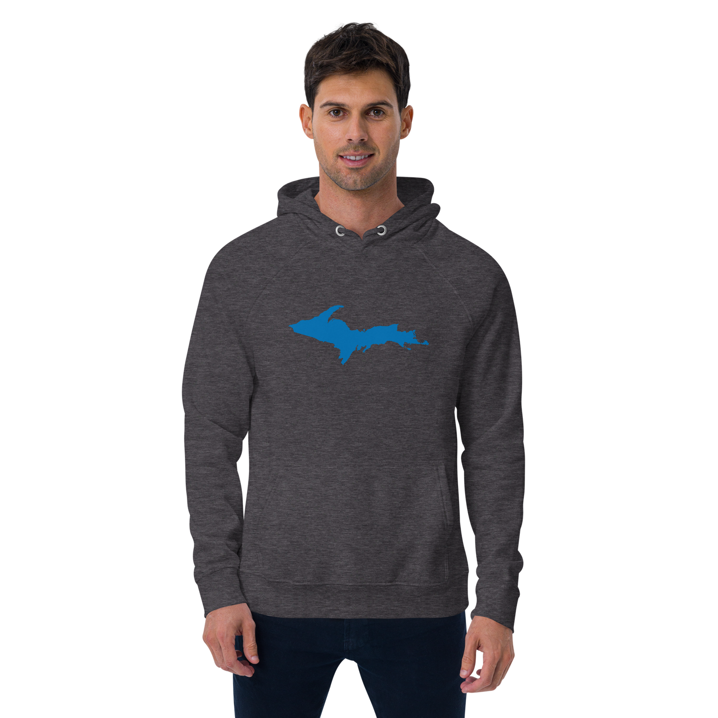 Michigan Upper Peninsula Hoodie (w/ Azure UP Outline) | Unisex Organic