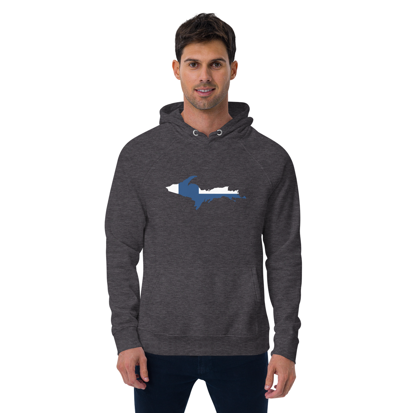 Michigan Upper Peninsula Hoodie (w/ UP Finland Flag Outline) | Unisex Organic