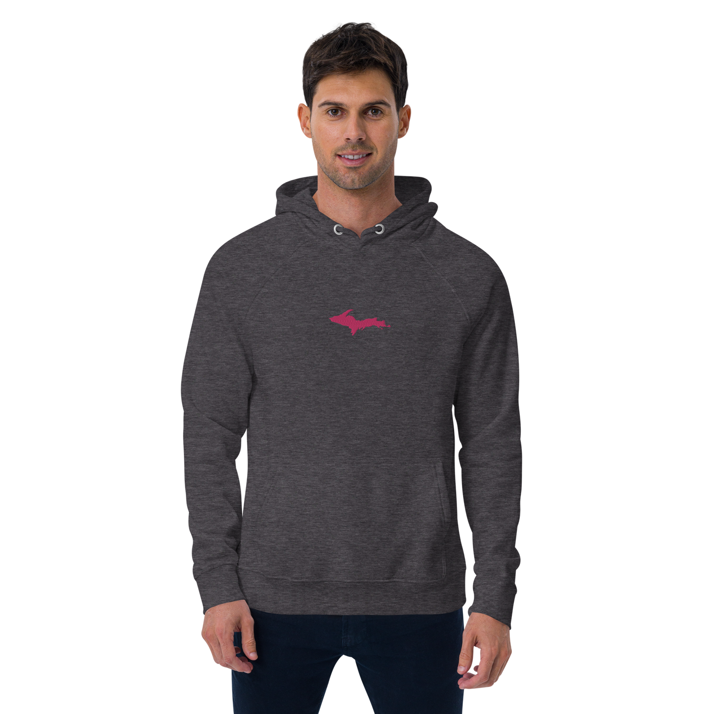 Michigan Upper Peninsula Hoodie (w/ Embroidered Pink UP Outline) | Unisex Organic