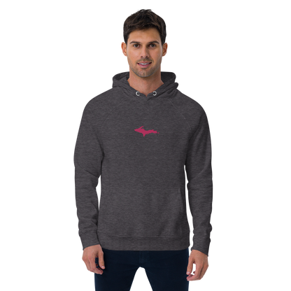 Michigan Upper Peninsula Hoodie (w/ Embroidered Pink UP Outline) | Unisex Organic