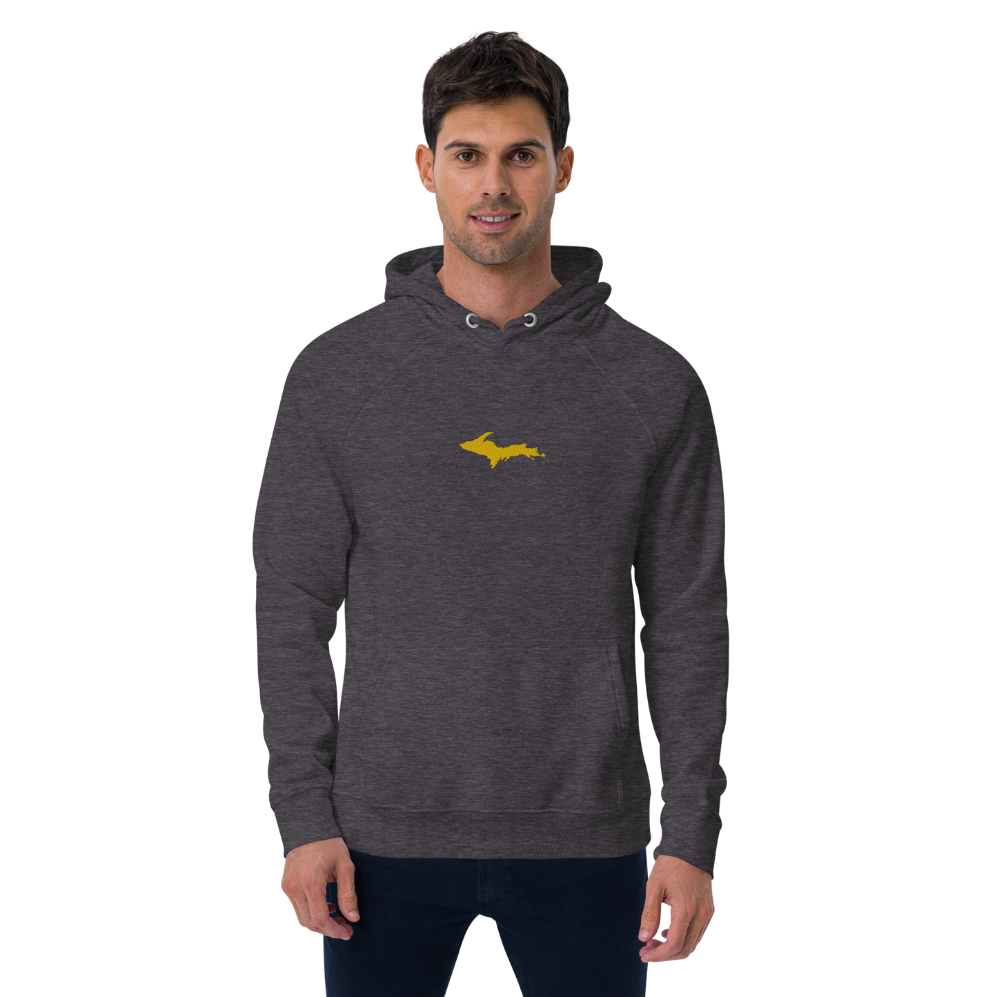 Michigan Upper Peninsula Hoodie (w/ Embroidered Gold UP Outline) | Unisex Organic