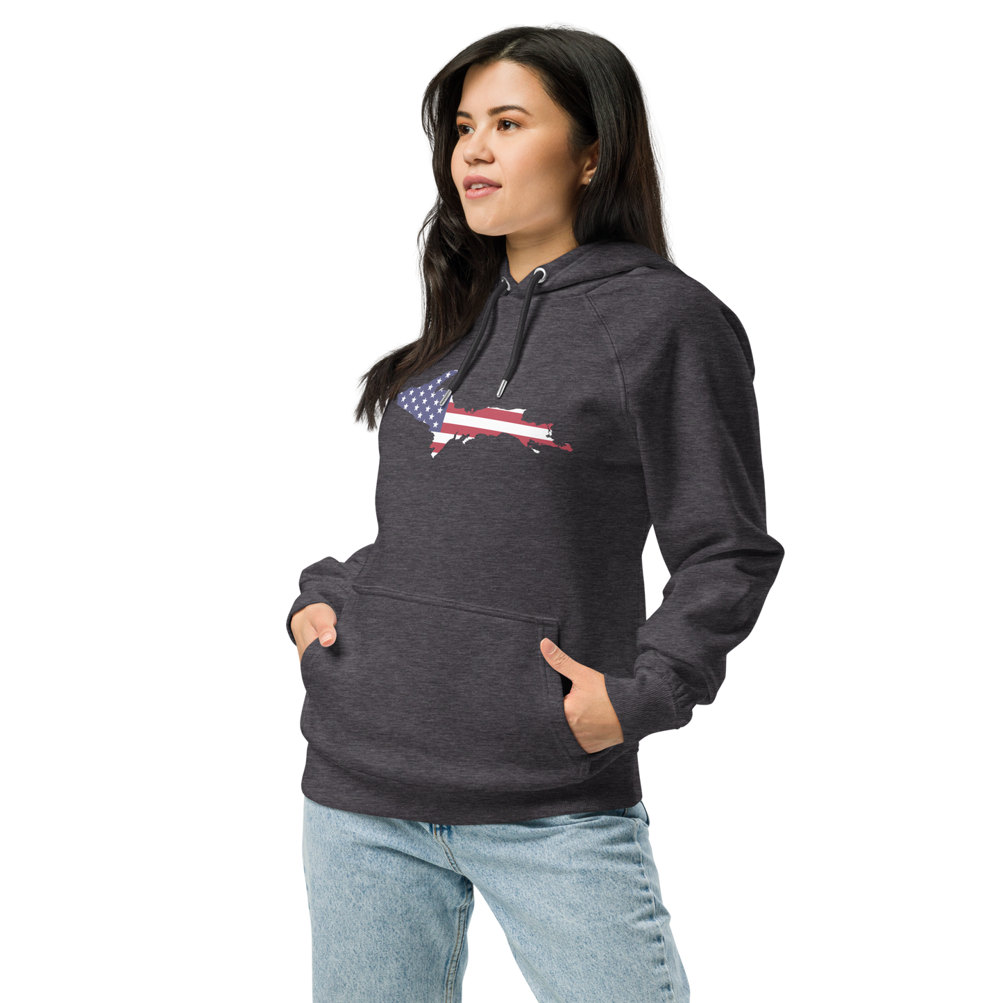 Michigan Upper Peninsula Hoodie (w/ MI USA Flag Outline) | Unisex Organic