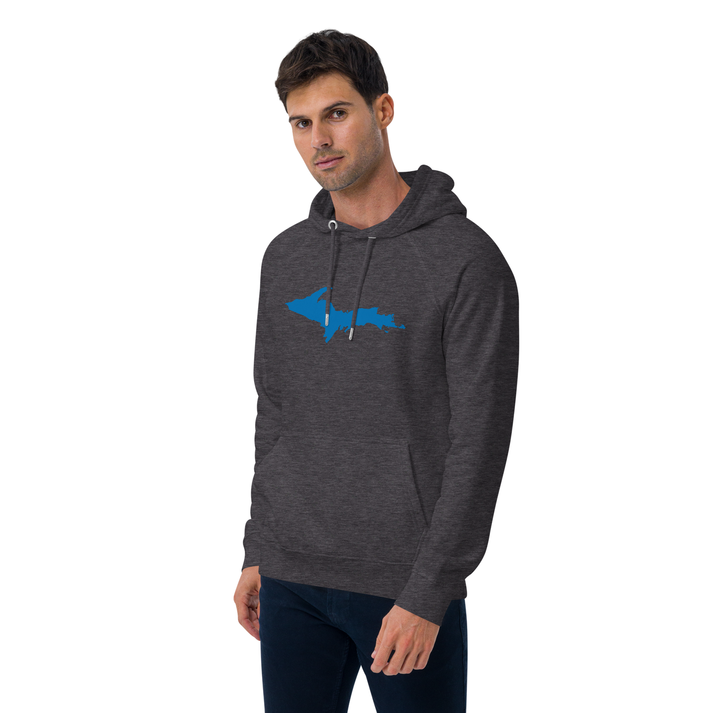 Michigan Upper Peninsula Hoodie (w/ Azure UP Outline) | Unisex Organic