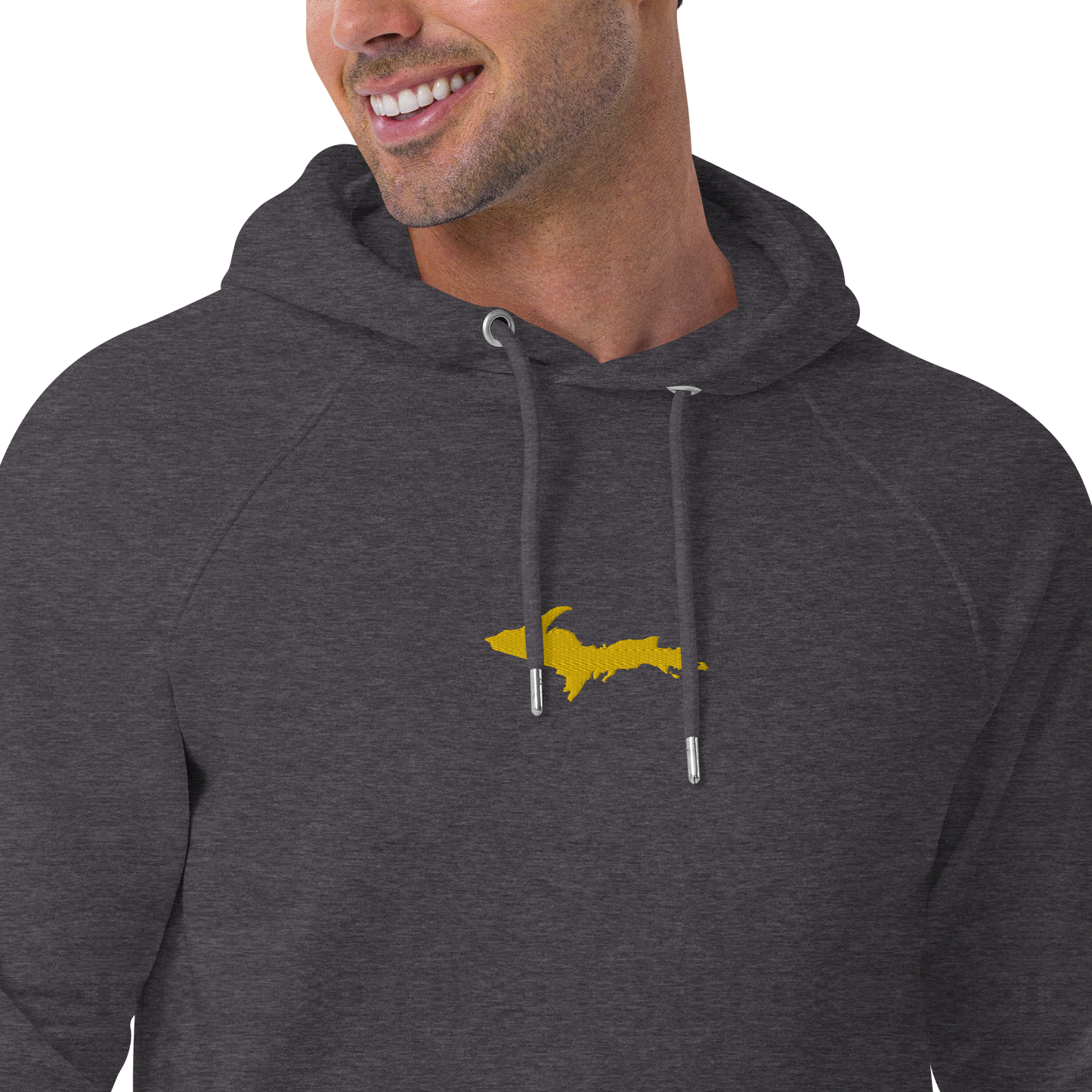 Michigan Upper Peninsula Hoodie (w/ Embroidered Gold UP Outline) | Unisex Organic