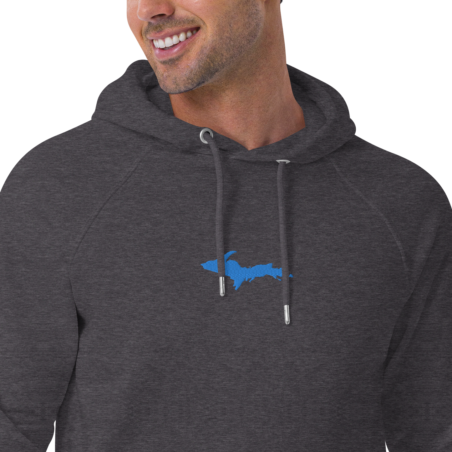 Michigan Upper Peninsula Hoodie (w/ Embroidered Azure UP Outline) | Unisex Organic