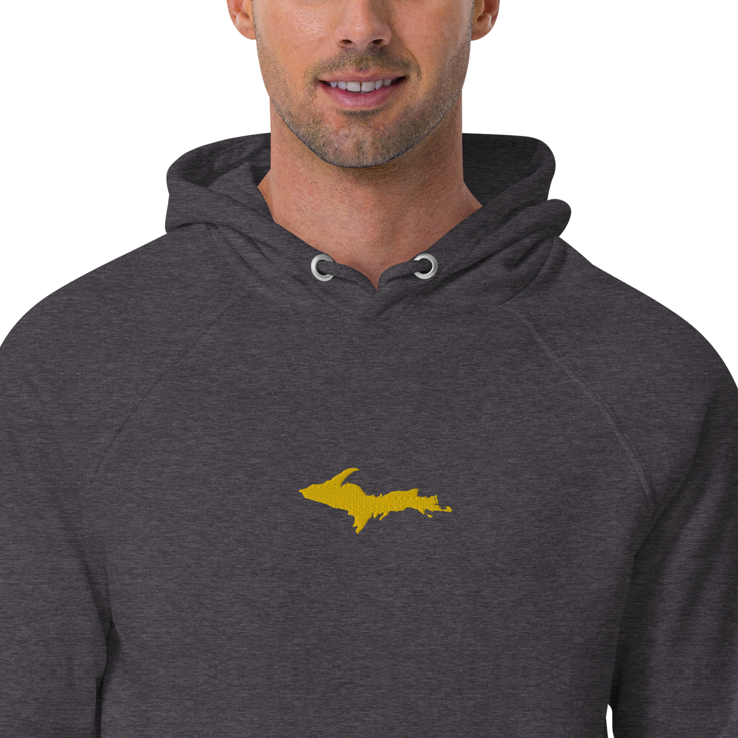 Michigan Upper Peninsula Hoodie (w/ Embroidered Gold UP Outline) | Unisex Organic