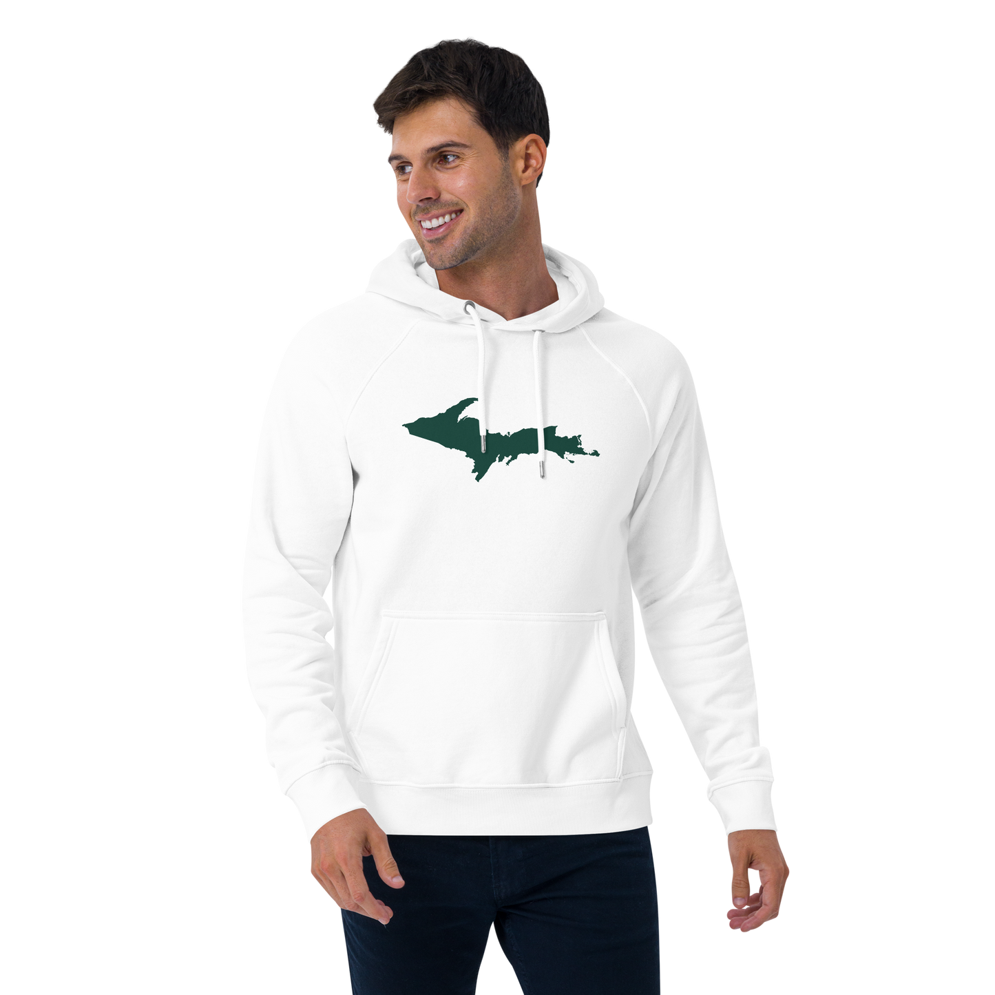 Michigan Upper Peninsula Hoodie (w/ Green UP Outline) | Organic Unisex