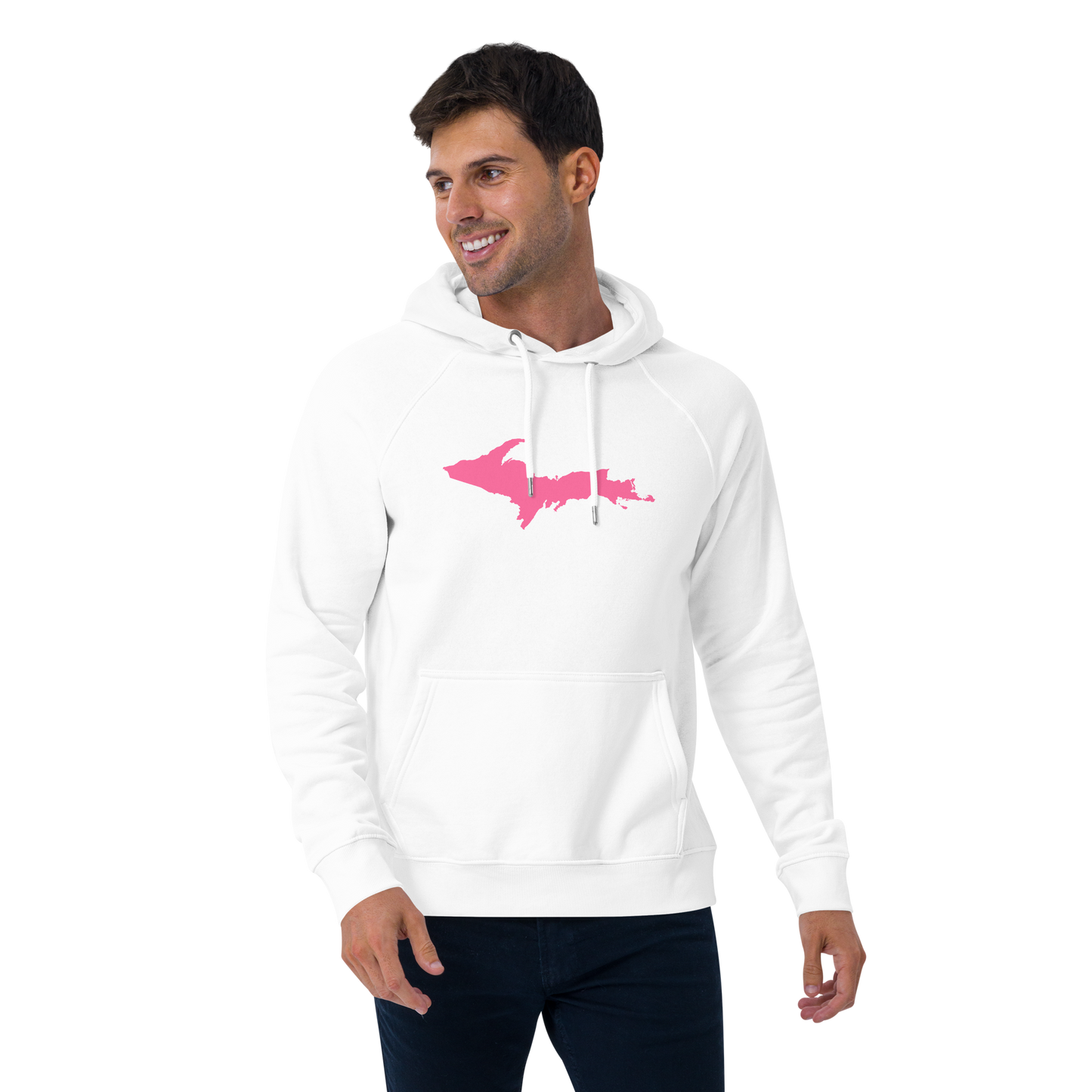 Michigan Upper Peninsula Hoodie (w/ Pink UP Outline) | Unisex Organic