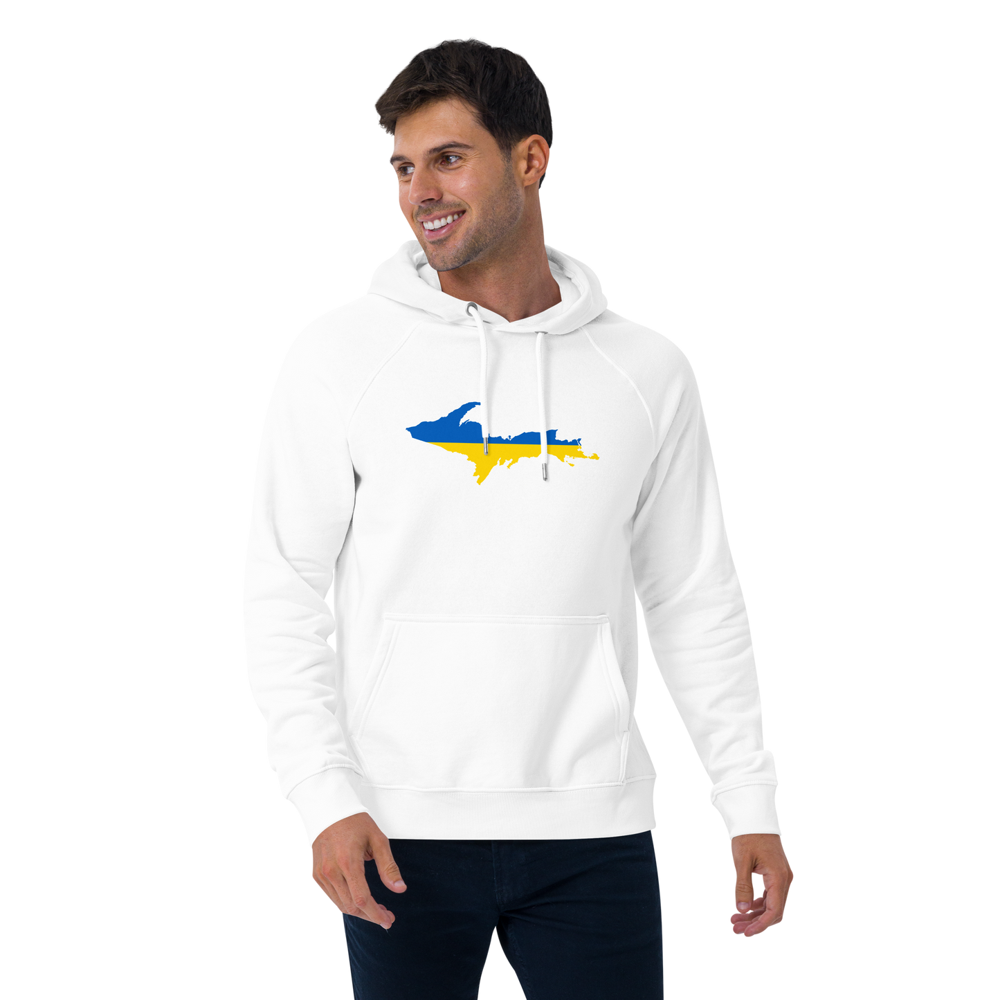 Michigan Upper Peninsula Hoodie (w/ UP Ukraine Flag Outline) | Unisex Organic