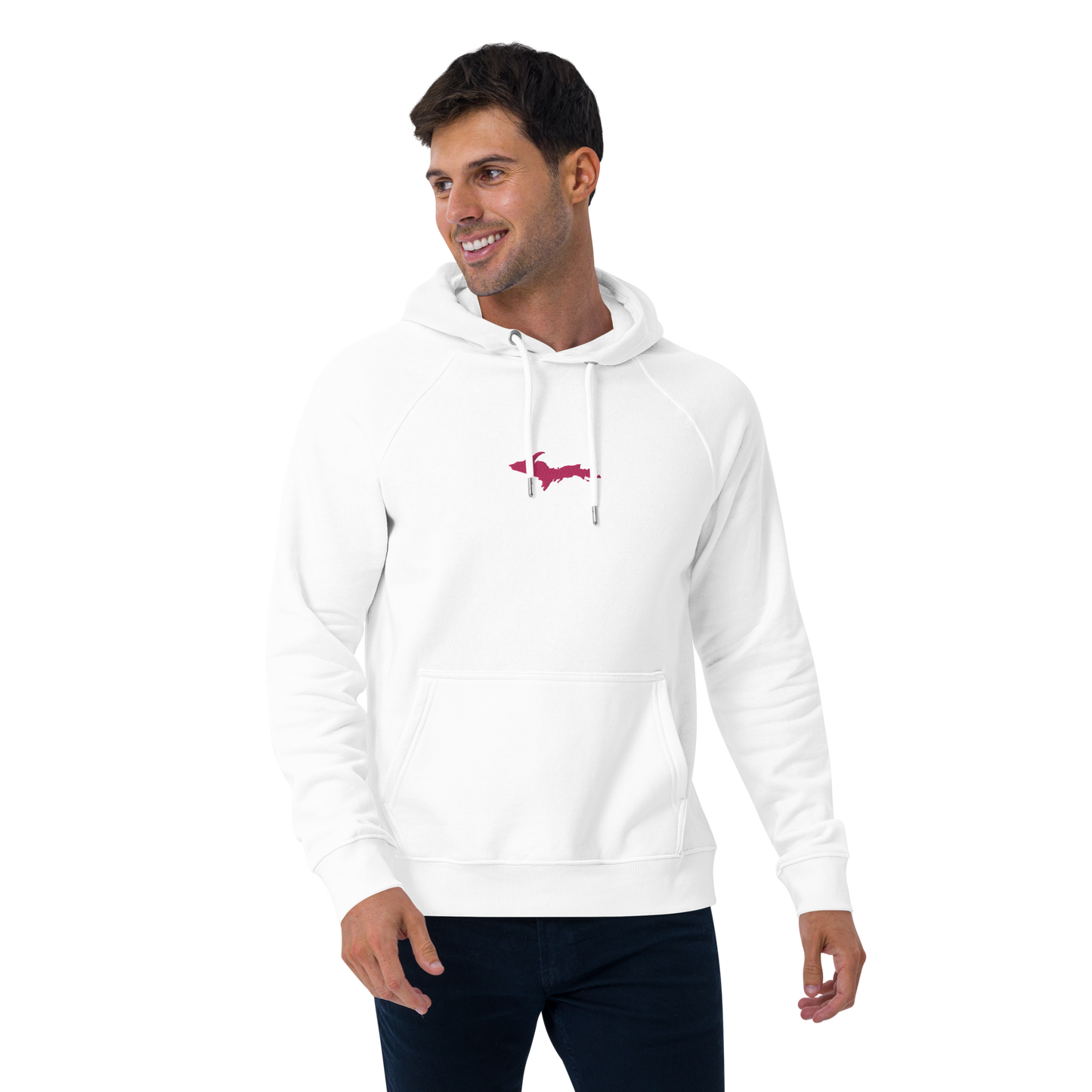 Michigan Upper Peninsula Hoodie (w/ Embroidered Pink UP Outline) | Unisex Organic