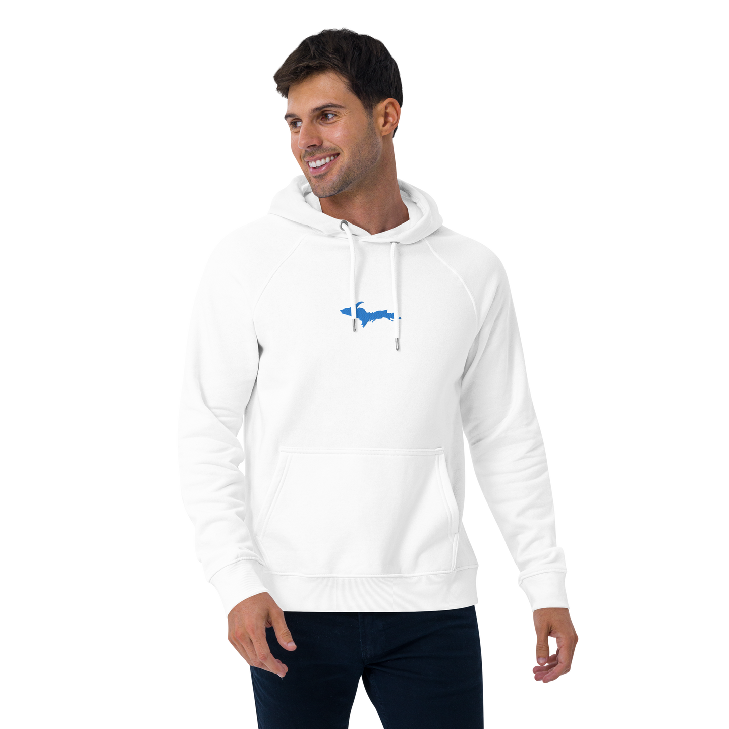 Michigan Upper Peninsula Hoodie (w/ Embroidered Azure UP Outline) | Unisex Organic