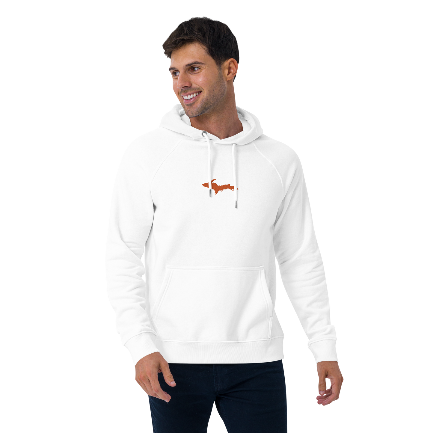 Michigan Upper Peninsula Hoodie (w/ Embroidered Orange UP Outline) | Unisex Organic