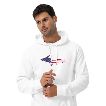 Michigan Upper Peninsula Hoodie (w/ MI USA Flag Outline) | Unisex Organic