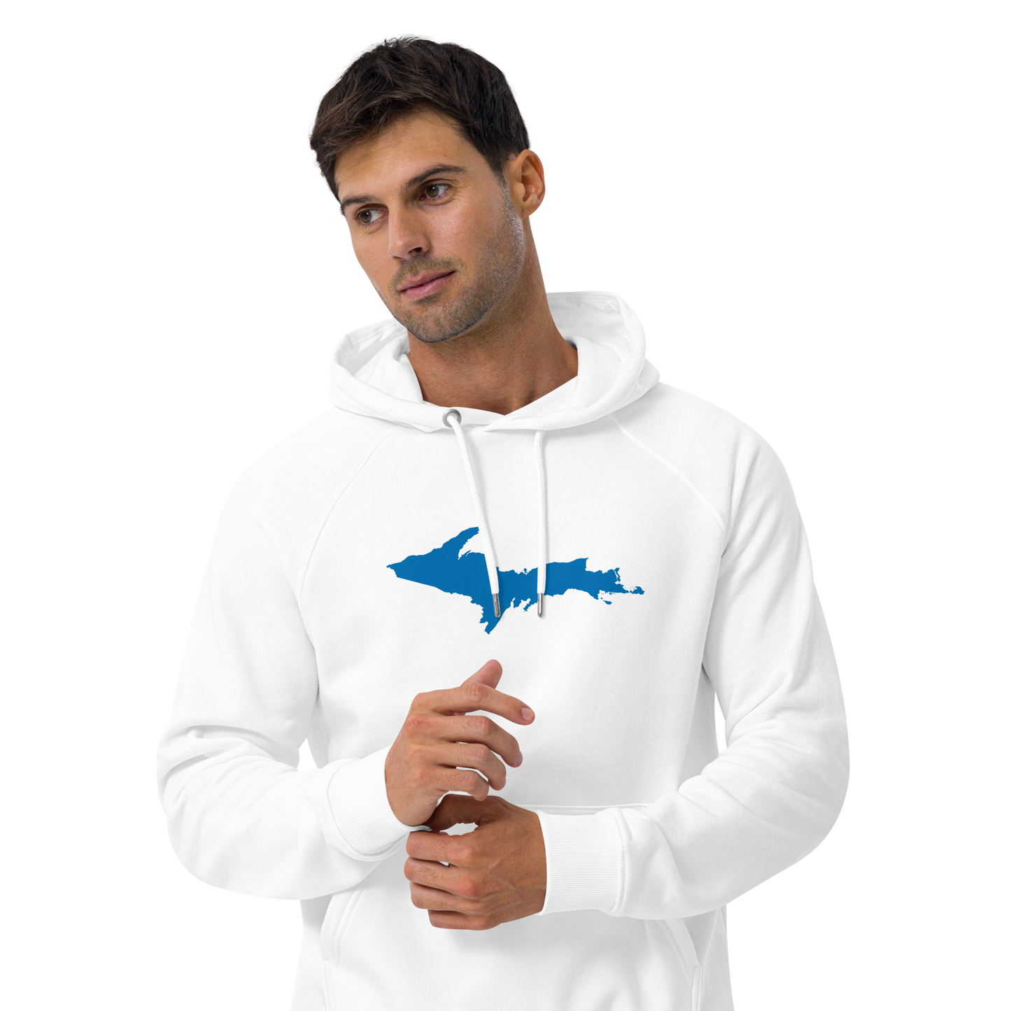 Michigan Upper Peninsula Hoodie (w/ Azure UP Outline) | Unisex Organic