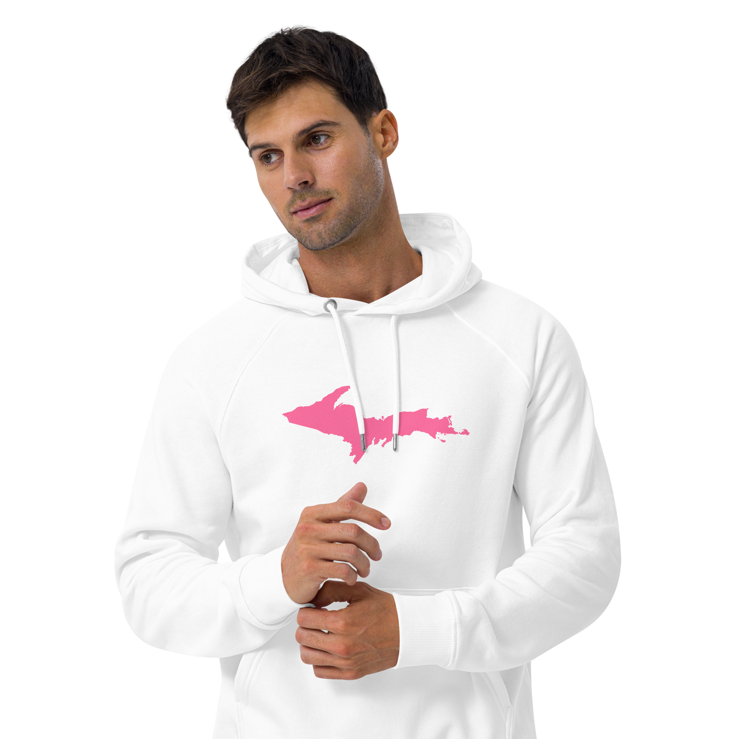 Michigan Upper Peninsula Hoodie (w/ Pink UP Outline) | Unisex Organic