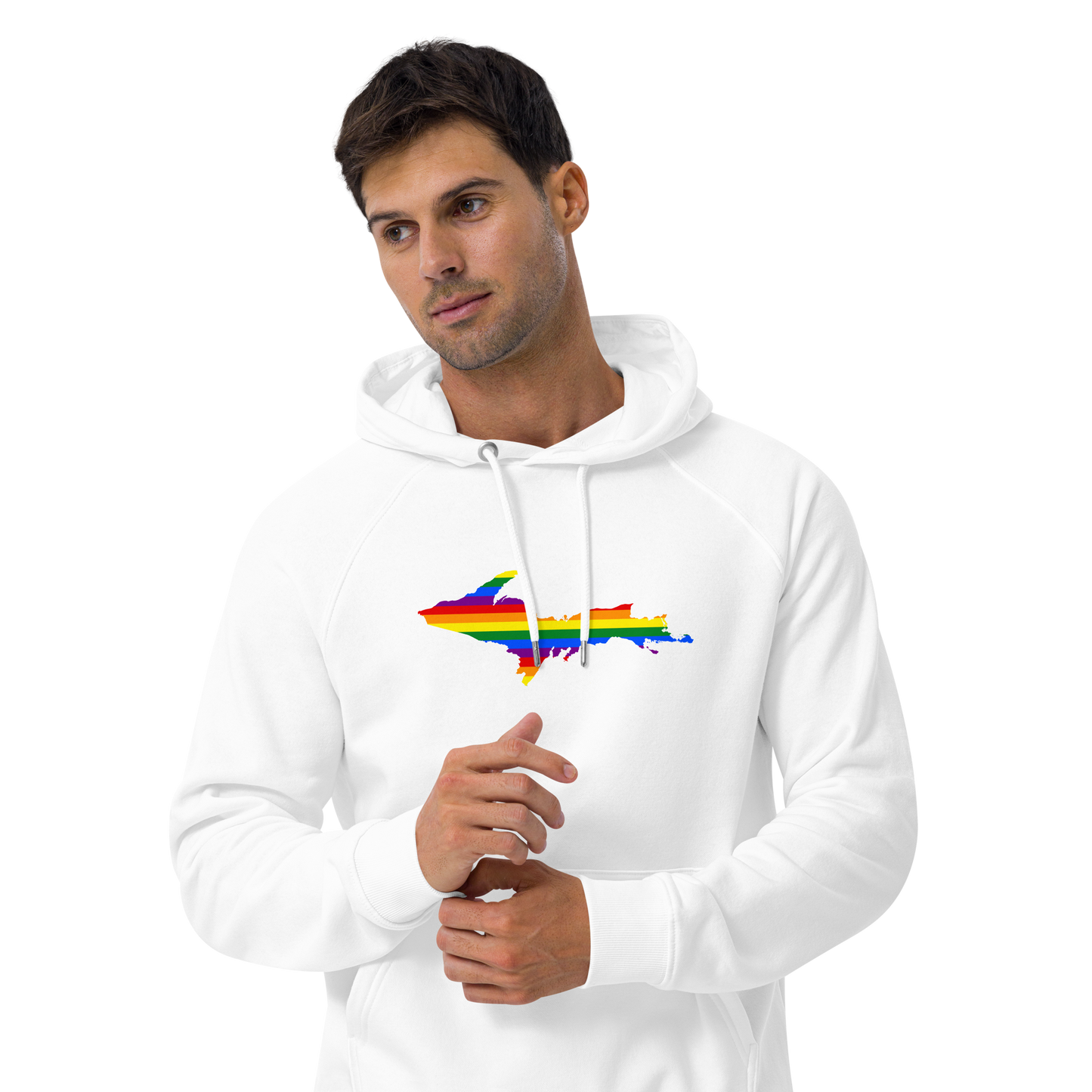 Michigan Upper Peninsula Hoodie (w/ UP Pride Flag Outline) | Unisex Organic