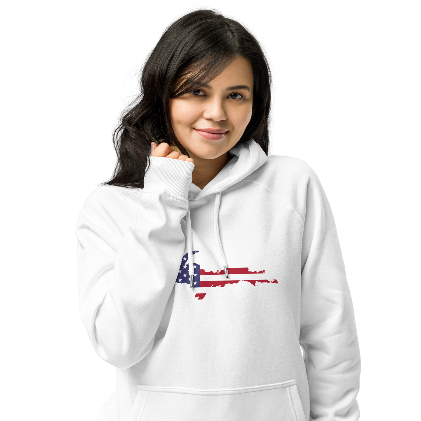 Michigan Upper Peninsula Hoodie (w/ MI USA Flag Outline) | Unisex Organic