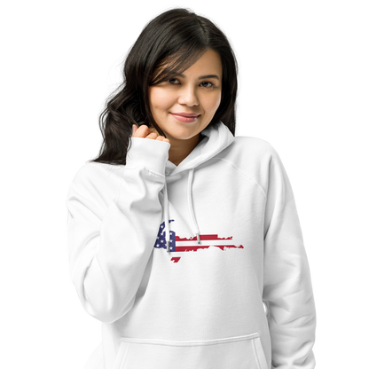 Michigan Upper Peninsula Hoodie (w/ MI USA Flag Outline) | Unisex Organic