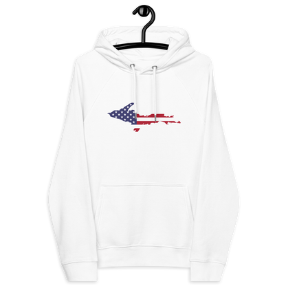 Michigan Upper Peninsula Hoodie (w/ MI USA Flag Outline) | Unisex Organic