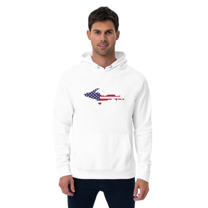 Michigan Upper Peninsula Hoodie (w/ MI USA Flag Outline) | Unisex Organic