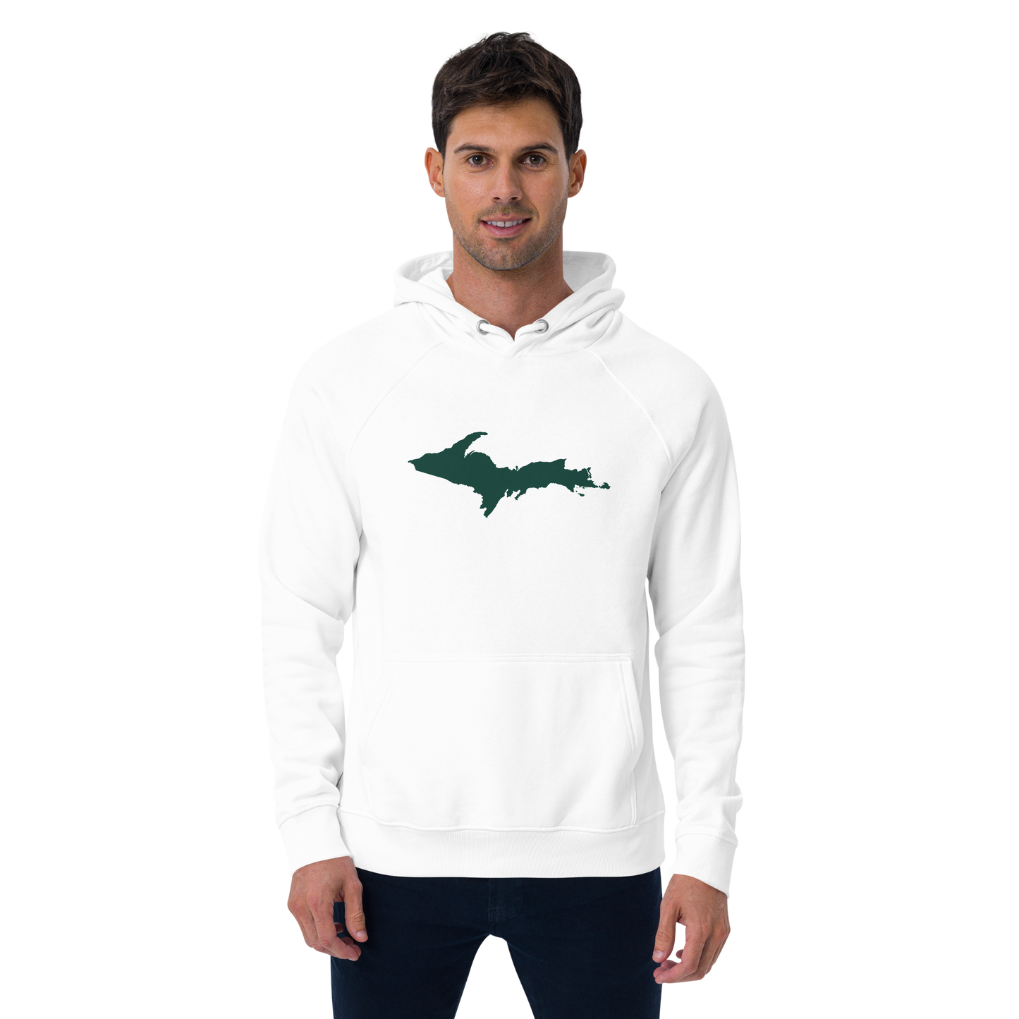 Michigan Upper Peninsula Hoodie (w/ Green UP Outline) | Organic Unisex