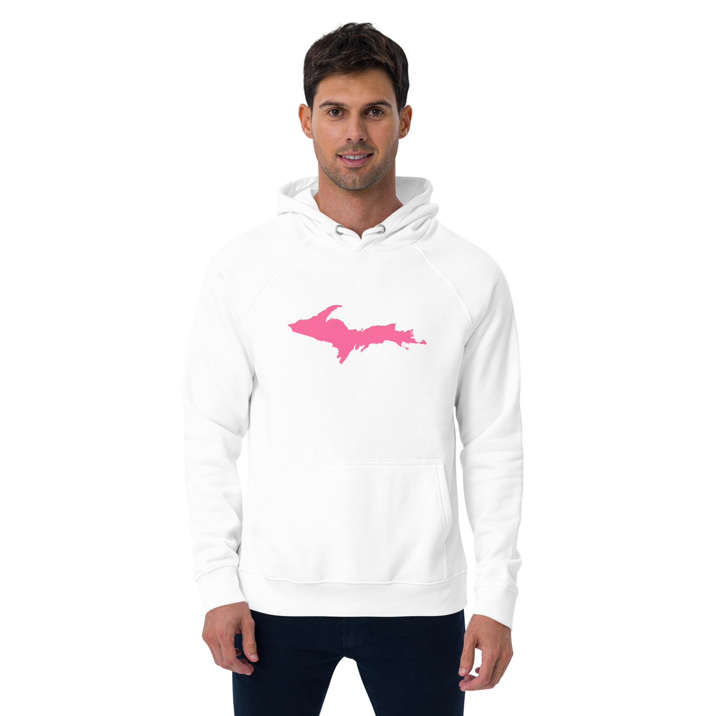 Michigan Upper Peninsula Hoodie (w/ Pink UP Outline) | Unisex Organic