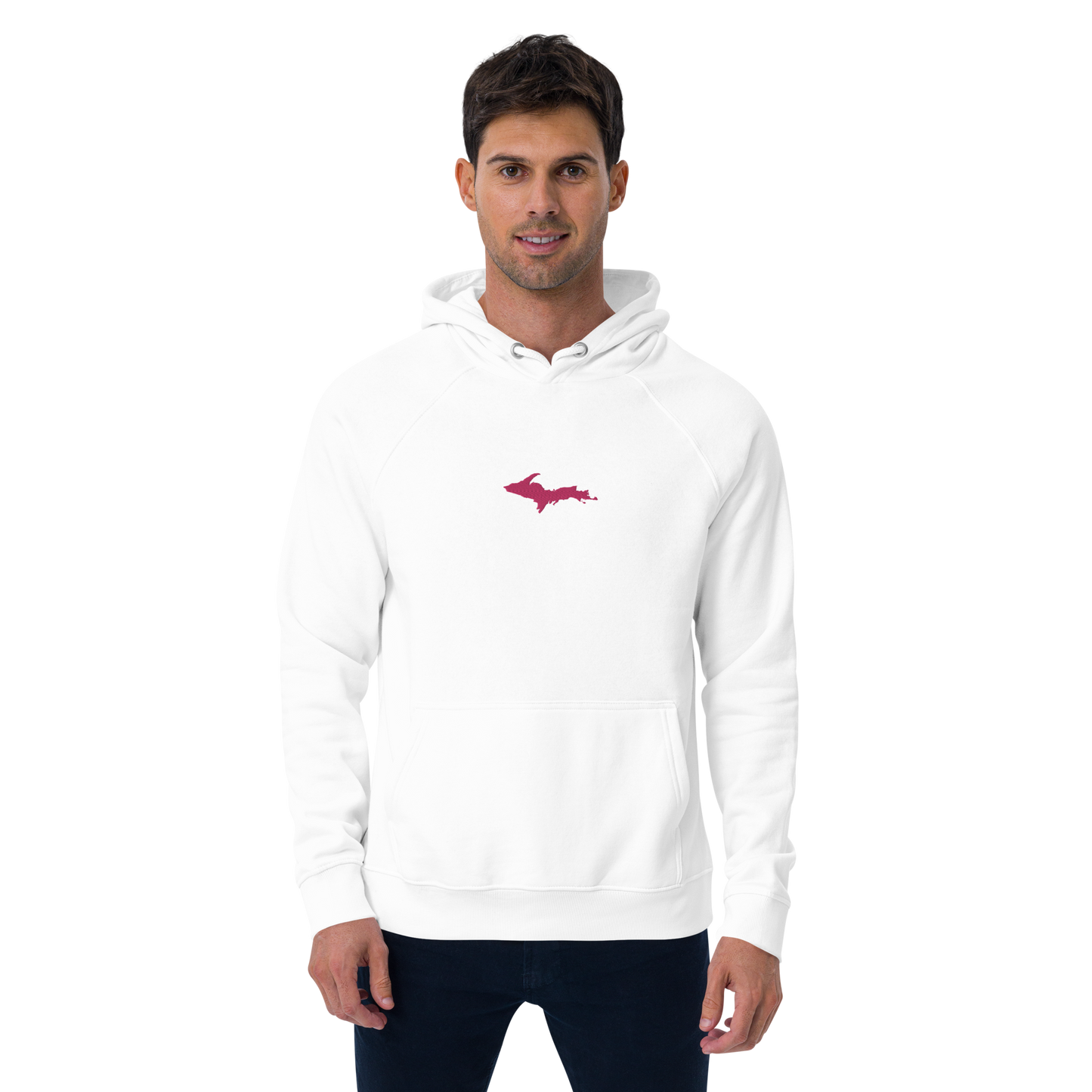 Michigan Upper Peninsula Hoodie (w/ Embroidered Pink UP Outline) | Unisex Organic