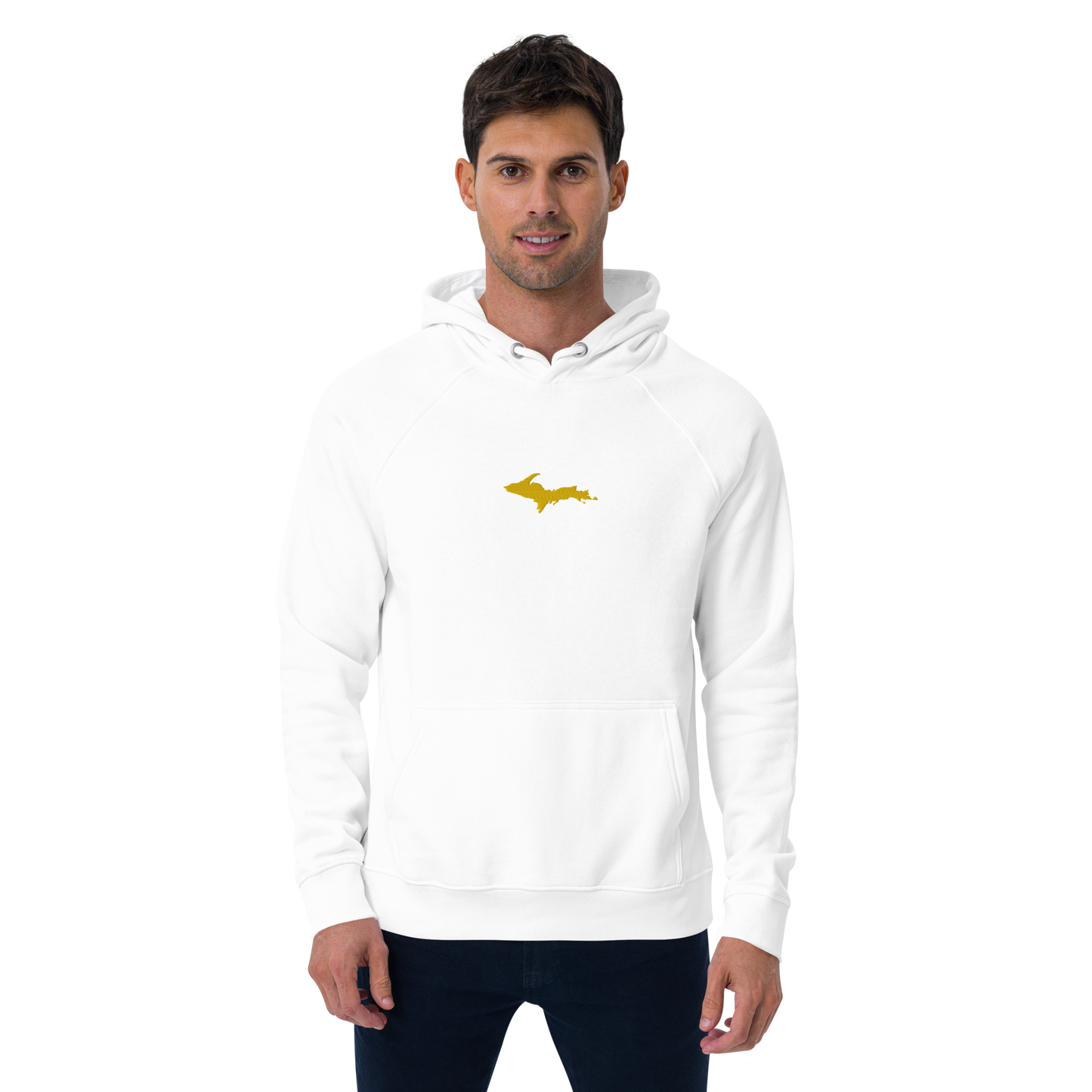 Michigan Upper Peninsula Hoodie (w/ Embroidered Gold UP Outline) | Unisex Organic