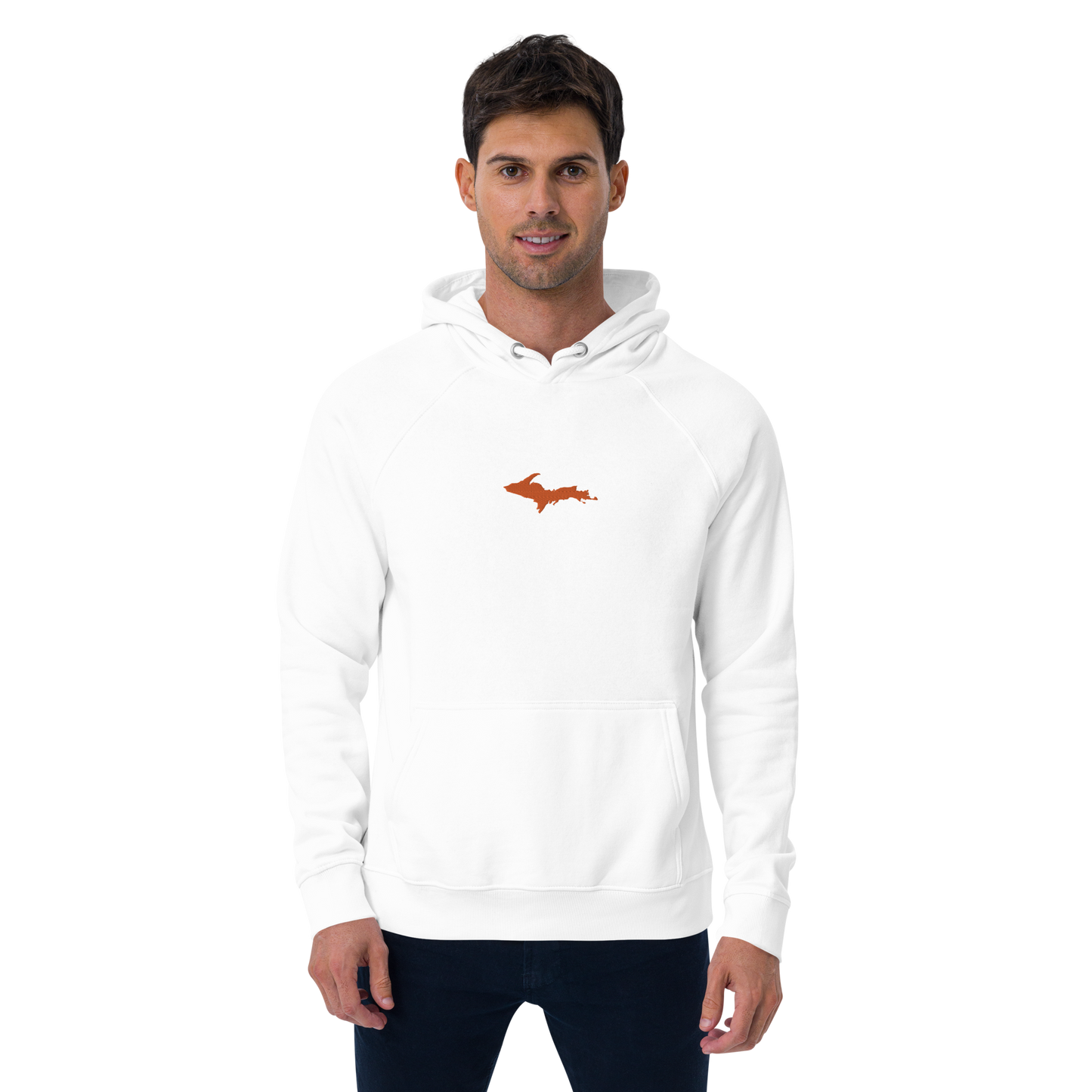 Michigan Upper Peninsula Hoodie (w/ Embroidered Orange UP Outline) | Unisex Organic