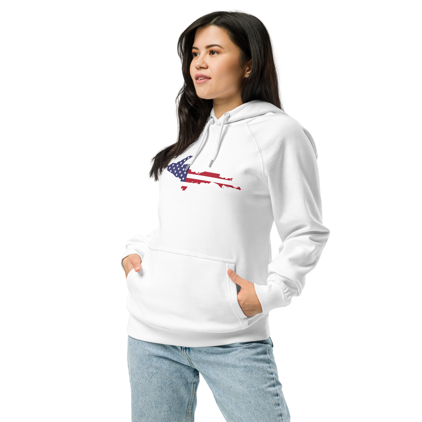 Michigan Upper Peninsula Hoodie (w/ MI USA Flag Outline) | Unisex Organic