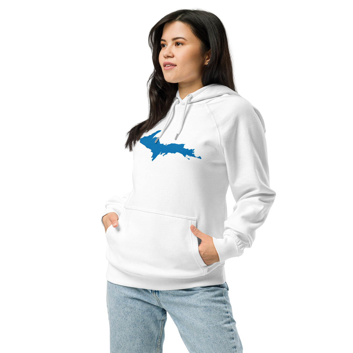 Michigan Upper Peninsula Hoodie (w/ Azure UP Outline) | Unisex Organic