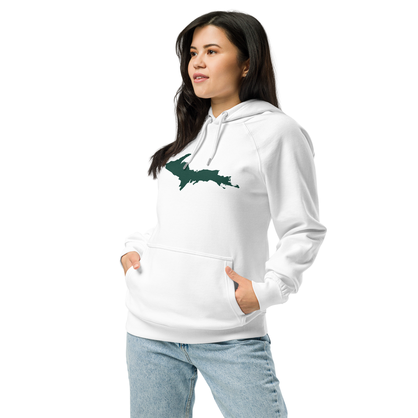 Michigan Upper Peninsula Hoodie (w/ Green UP Outline) | Organic Unisex